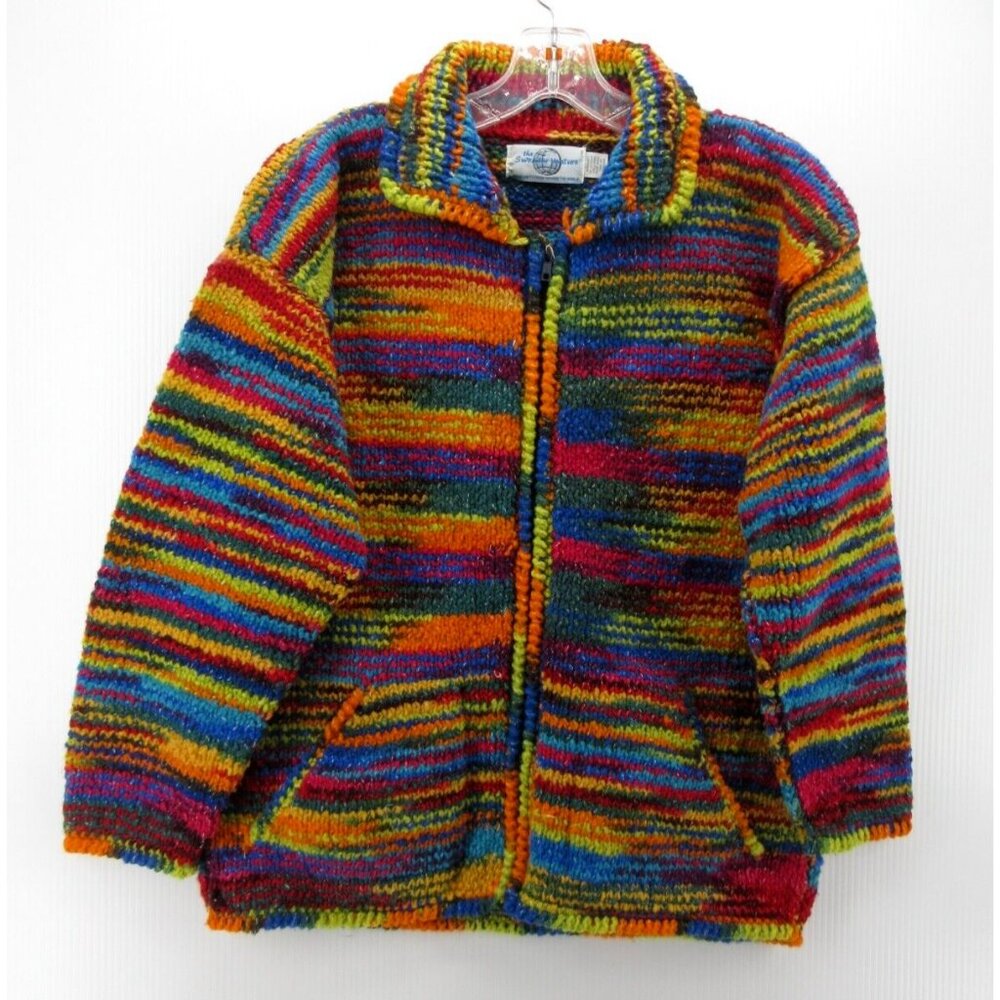 Multicolor Women’s Chunky Knit Zip-Up Sweater Jacket